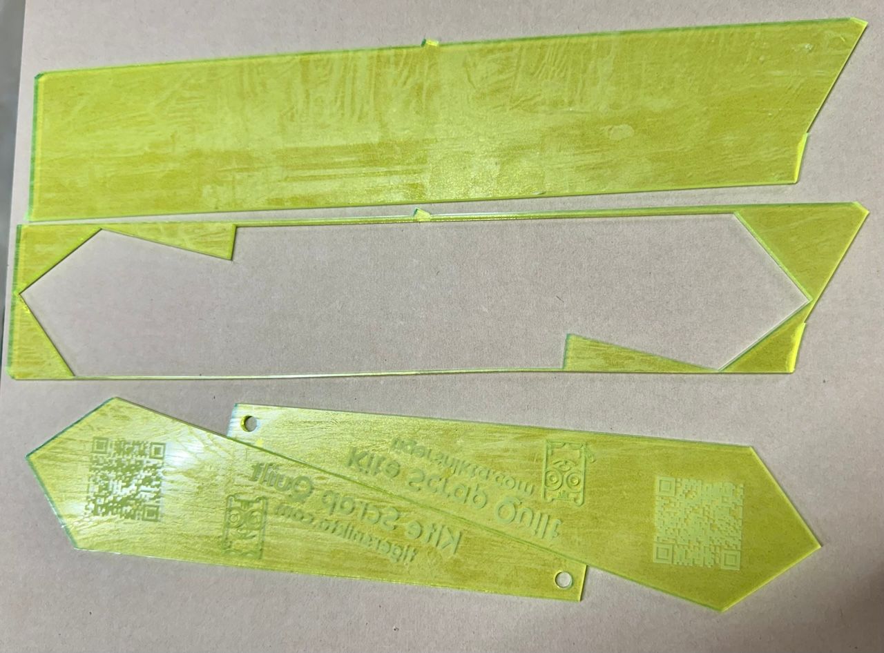 Acrylic Scrap Turned into The Kite Scrap Quilt template.